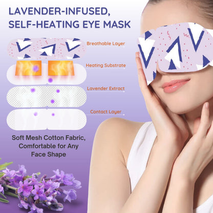 Steam Eye Mask for Dark Circles, Dry Eyes, & Enhanced Sleep, Pack of 5 (Lavender)